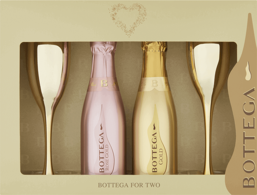 Bottega Duo Gold & Rose Gold with 2 x Metallic Glasses Gift Set