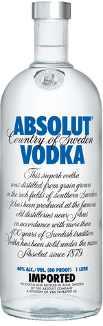 Absolut 1L Irish Distillers Ltd 09S027 SPIRITS