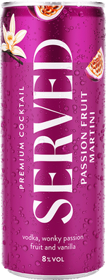 Served Passion Fruit Martini Cocktail 25cl Can M. and J. Gleeson Ltd (Beer a/c) 40726 BEER