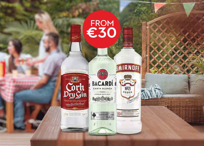 From $30 - Brands Including Bacardi, Crok Dry Gin, and Smirnoff Vodka