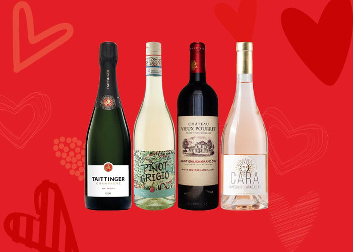 Bottles of wines and bully for Valentine's